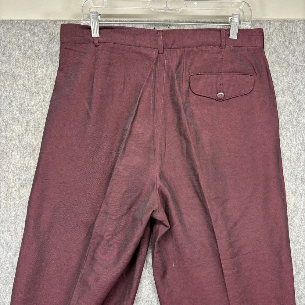 True Vintage Policy Designs Trouser Pants Rayon Maroon Men's 34x26 Balloon 60s